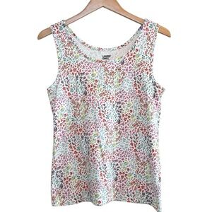 🌈 6/$60 Lands End Floral Sleeveless Tank Top Orange Blue White Size Small